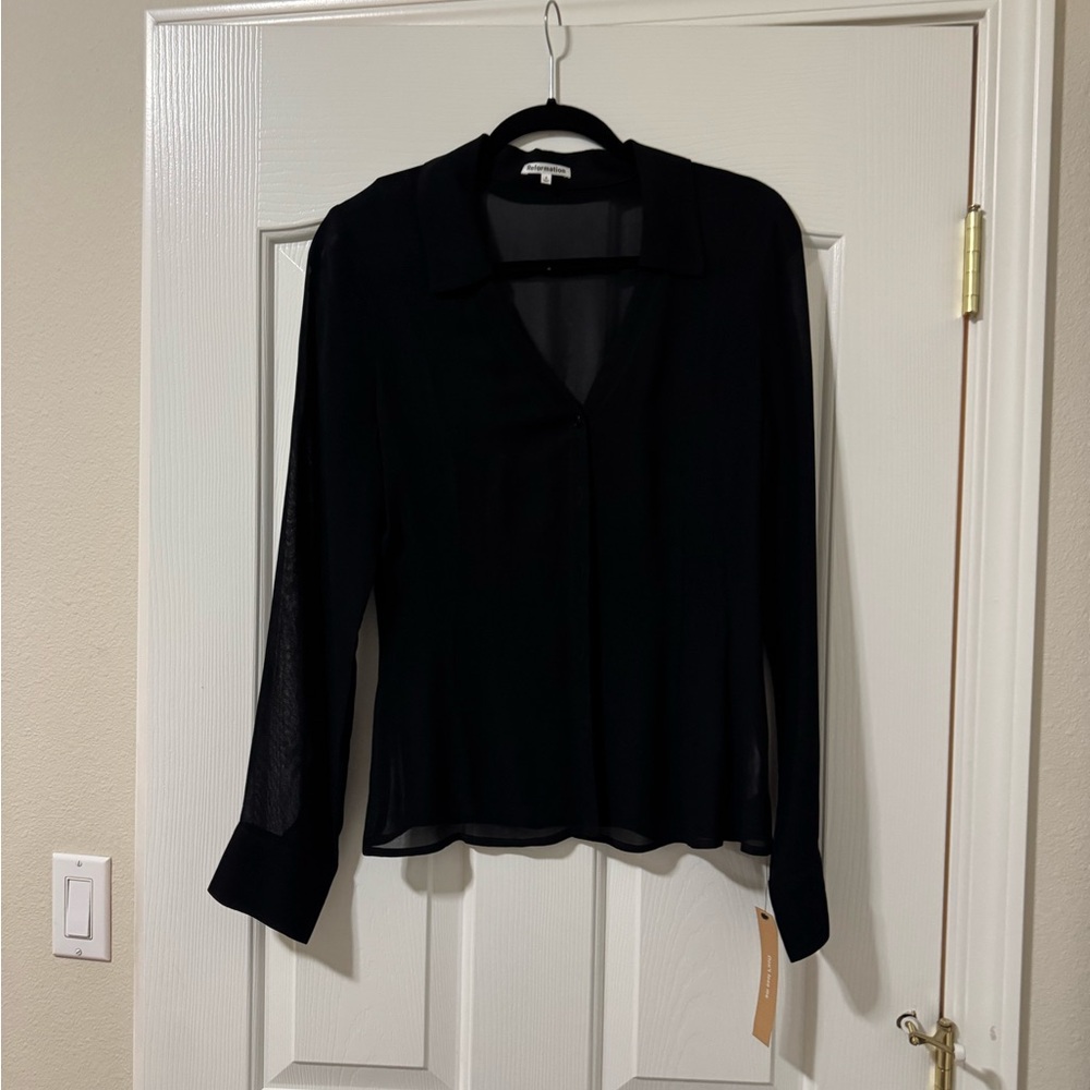 Reformation Sexy Black Sheer Long-Sleeve Women's Top